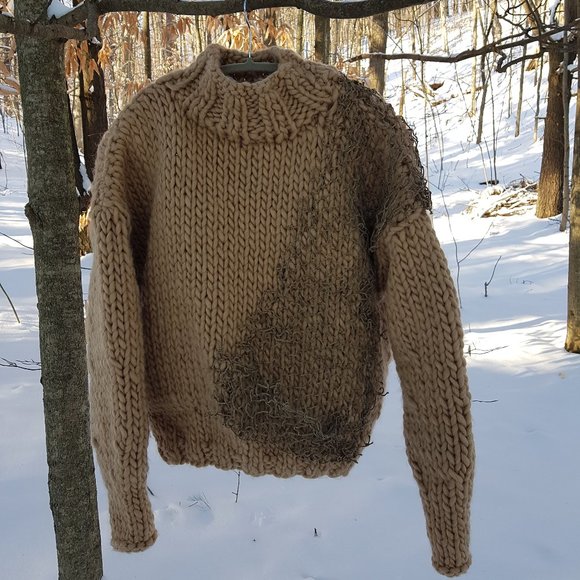 Wool winter set, hazelnut, sweater and matching hat, hand knitted - Picture 4 of 10